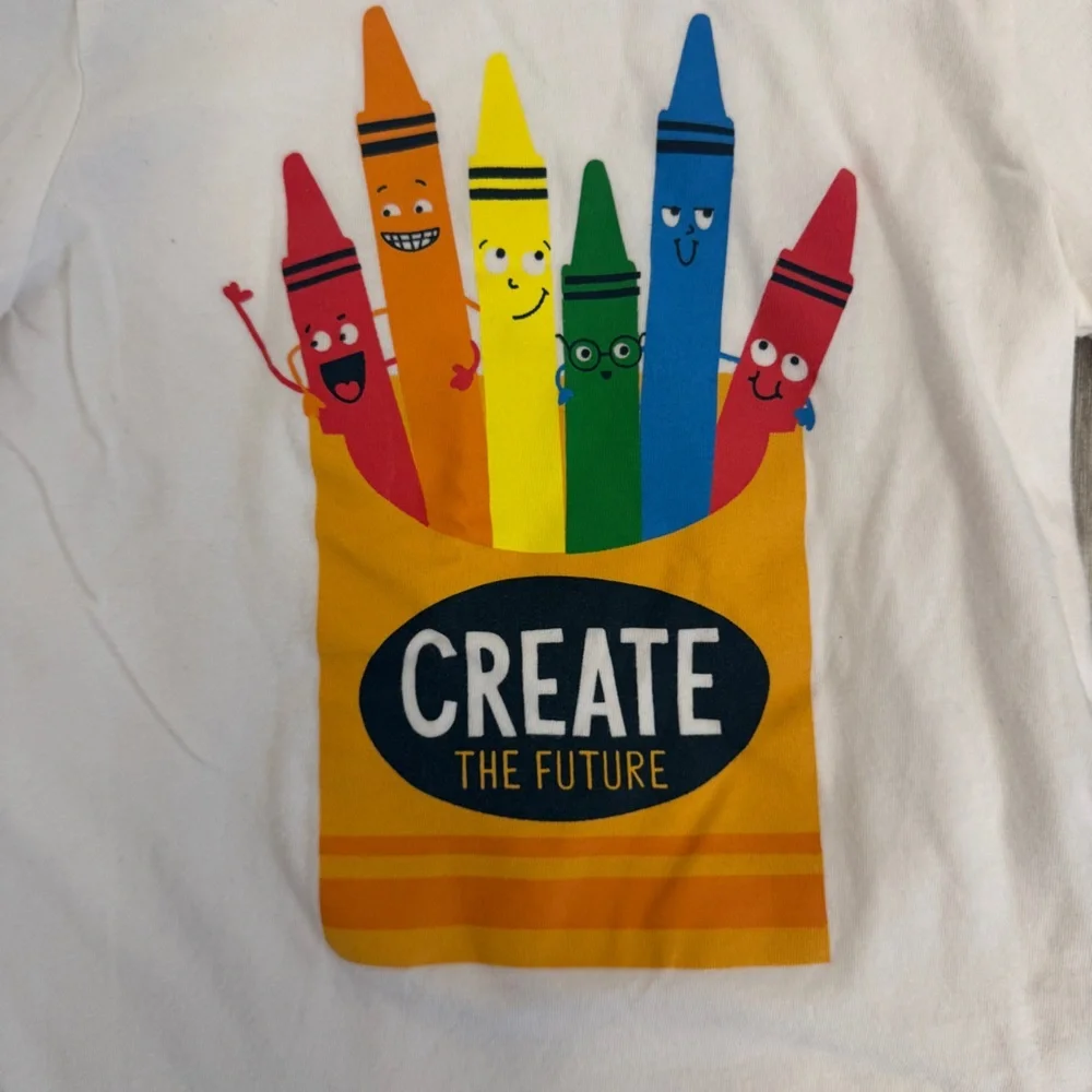 GAP White Long Sleeve Tee with Crayon Graphic